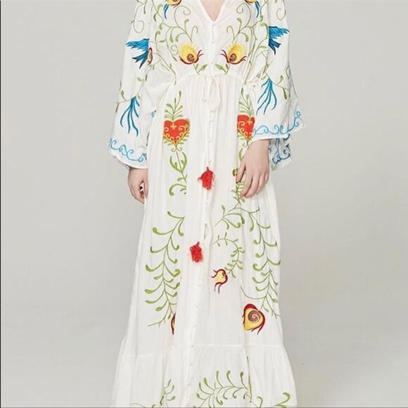 5⭐️ Favorite Amelia Embroidery Maternity Gown, Maternity Baby Bump Maxi Dress - Picture 10 of 16